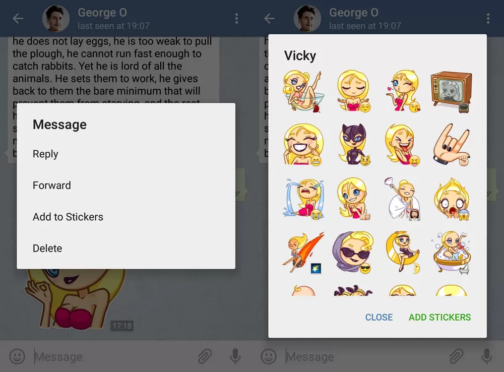 电报 Telegram 定制贴纸套装可以在聊天中给好友分享